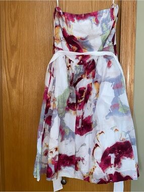 NWT Banana Republic Strapless Mini Dress Size 4 A-line Fit & Flare Floral Cotton